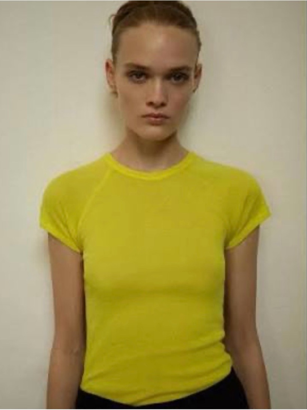 Zara semi sheer yellow Supima top, S, NWOT